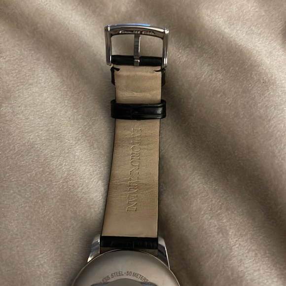 **SOLD ELSEWHERE** Emporior Armani - Unisex Black Watch w/ Silver Face - Picture 13 of 16